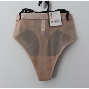 Joyspun Women's Space and Mesh Thong Panties 2-Pack Tan/Black Size XL NWT